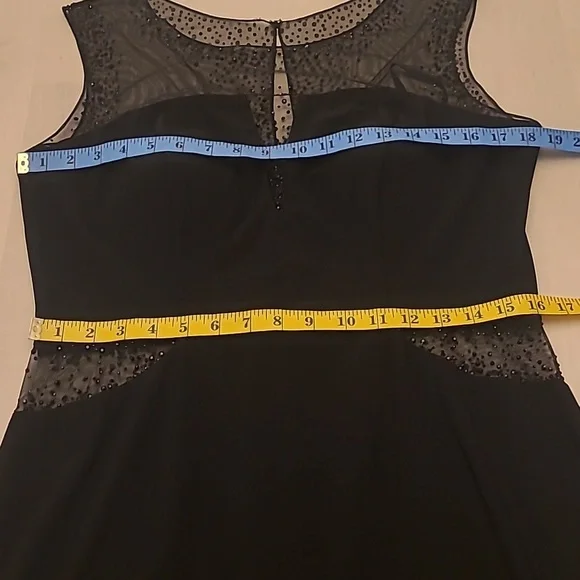 90s EUC Fiesta Fashionista Black Maxi Gown with Sheer/Beaded Details - Picture 6 of 13